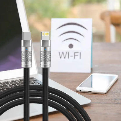 120W fast charging cable featuring Type C to iOS connection, 6.0 bold wire, and TPE material.