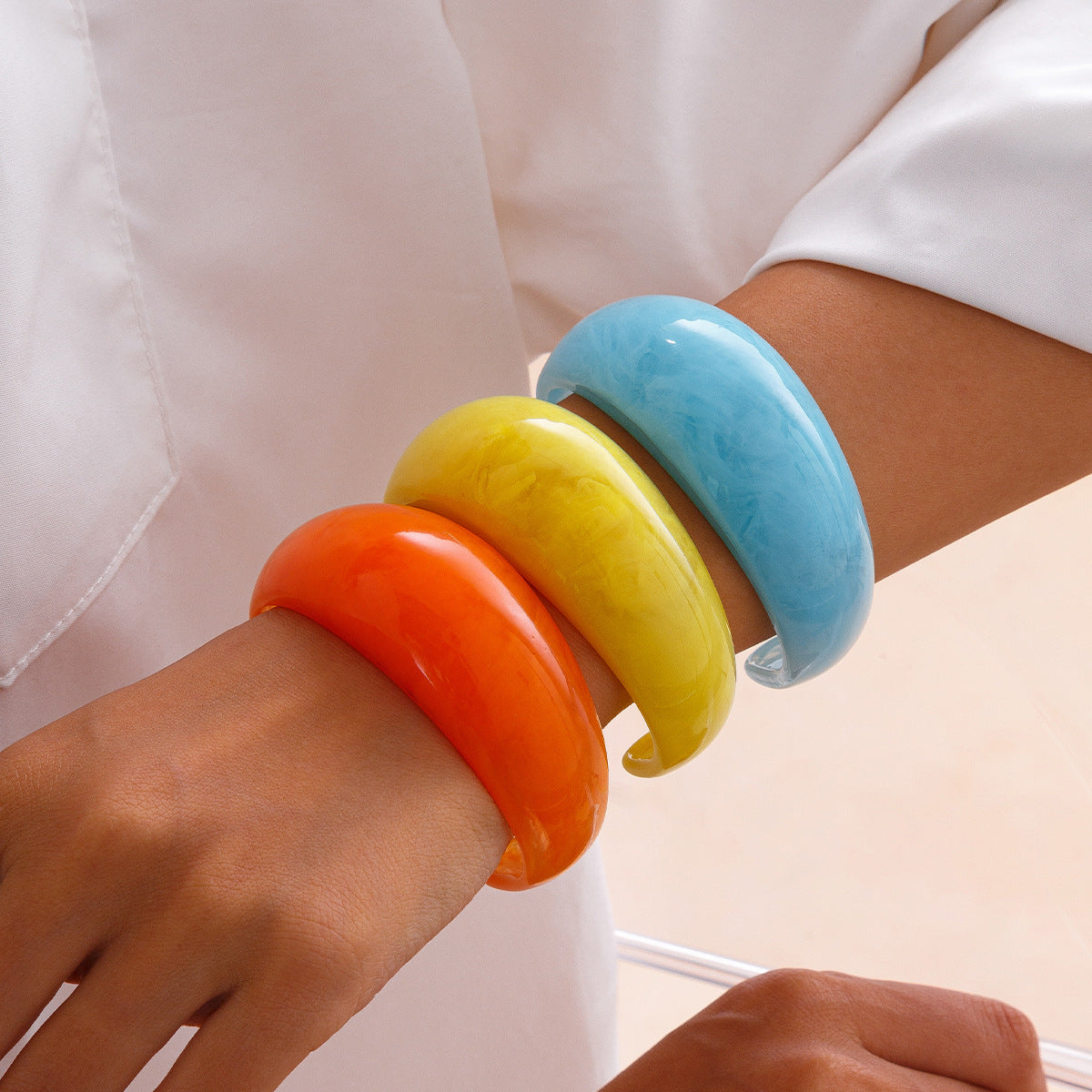 Multi Color Resin Bangles - Stackable & Stylish Set
