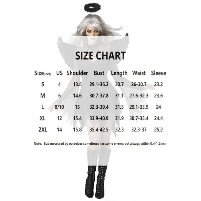 Dark-Angel-Costume-Set-Size-Chart at UrSuperMart