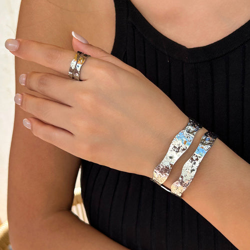 Gold Hammered Bangle Set for Women - Unique Style