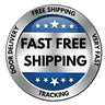 Round logo with 'Fast Free Shipping' text and star icons on a white background