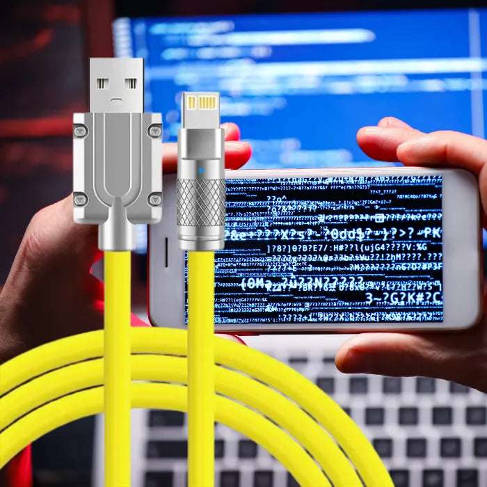 High-performance 120W charging cable in yellow, USB to Type C, for efficient power delivery.