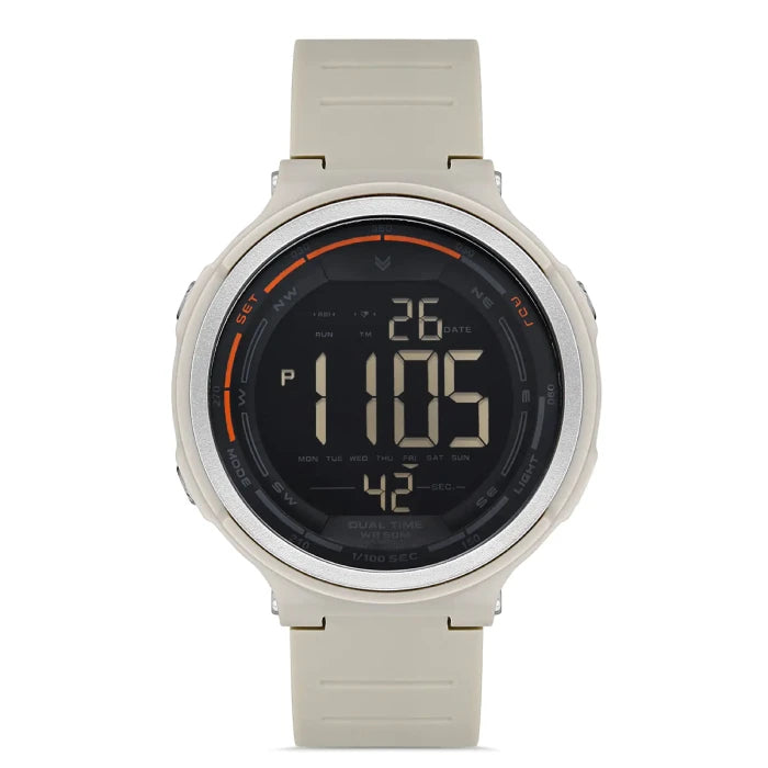 Hummel HM-2002MD-2 modern digital sports watch with grey strap, LCD display, and dual time function for urban lifestyle