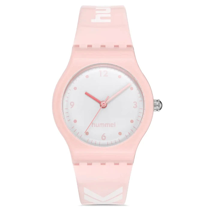 Hummel HM-1006LA-2 women's soft pink watch with white dial and chevron-patterned silicone strap for active lifestyle