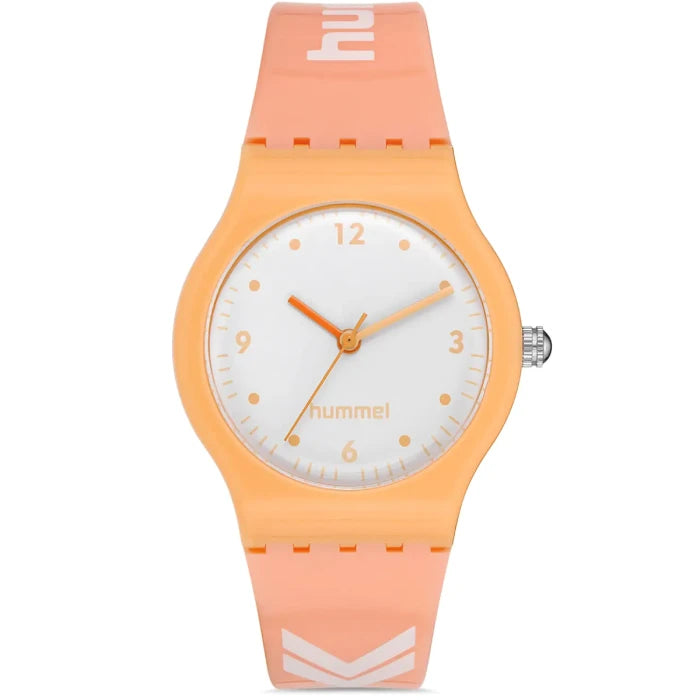 Hummel HM-1006LA-4 women's peach watch with white dial and sporty silicone strap for trendy casual style