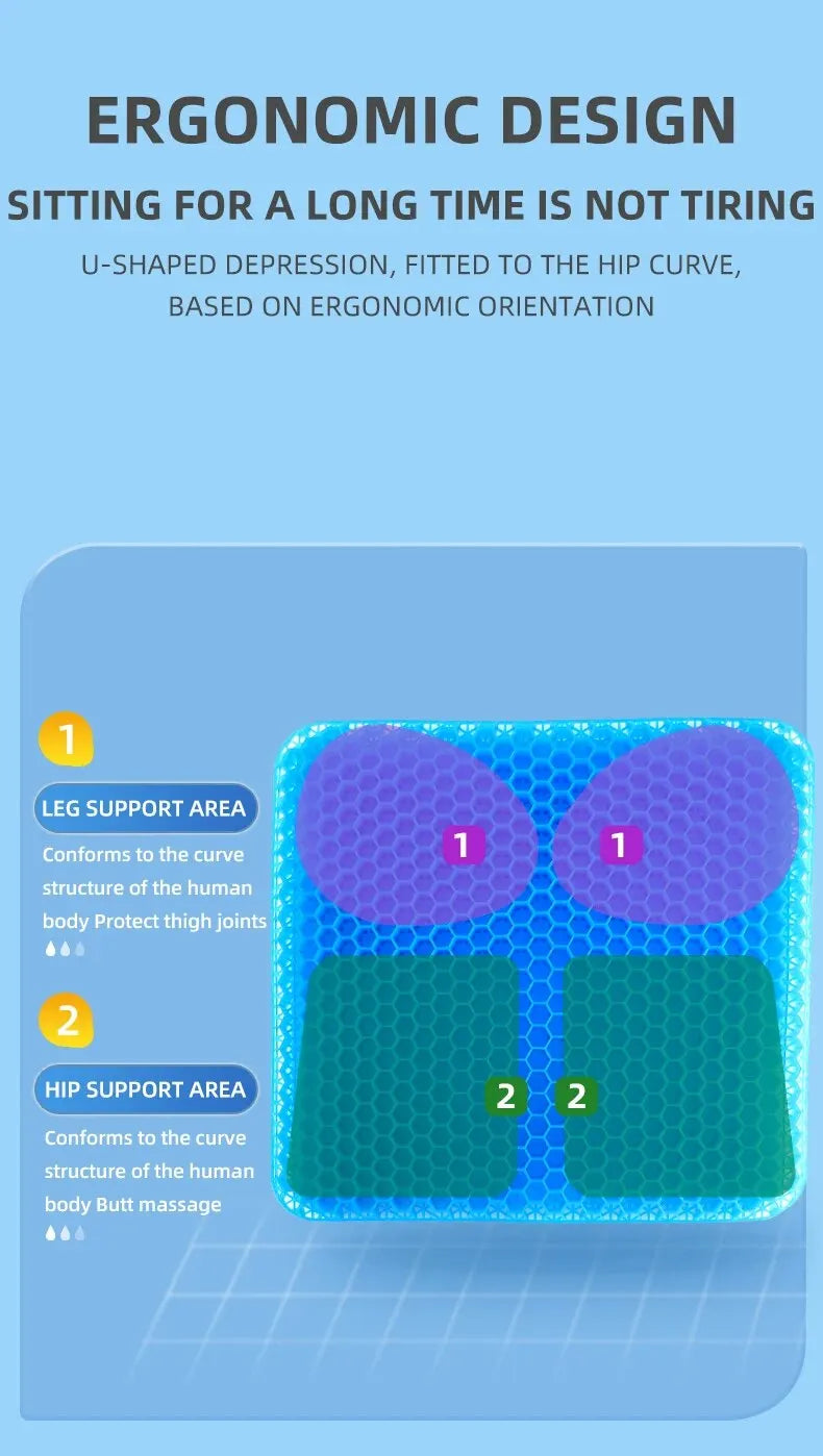 Gel Seat Cushion for Back Pain Relief and Comfort