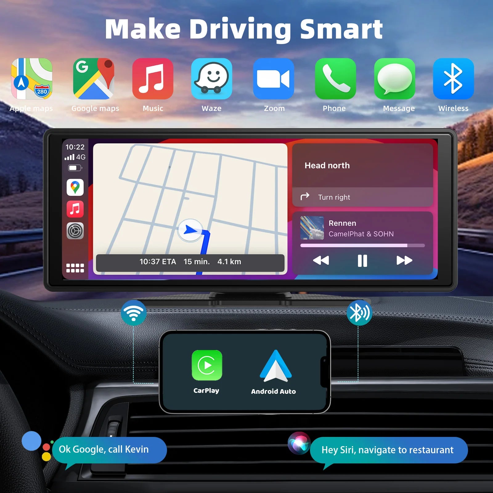 CarPlay Stereo Touchscreen for Any Car with Android Auto