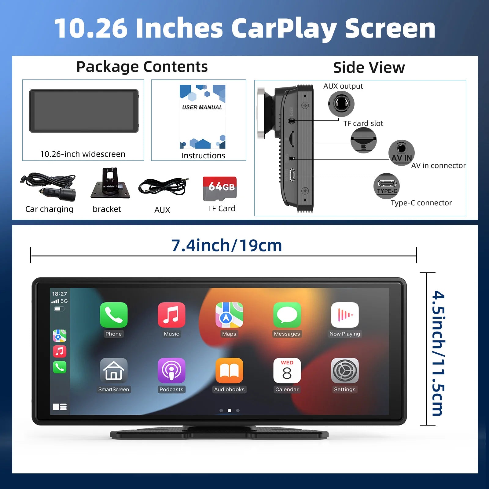 CarPlay Stereo Touchscreen for Any Car with Android Auto