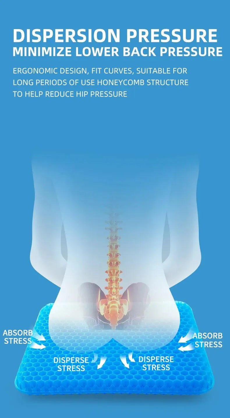 Gel Seat Cushion for Back Pain Relief and Comfort