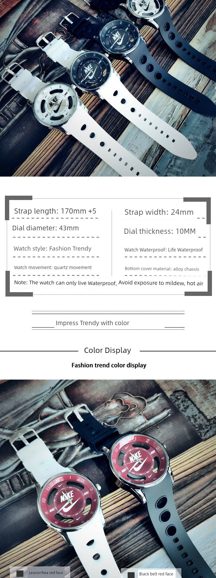 Large Watches for Men and Women with Big Dial and Leather Strap
