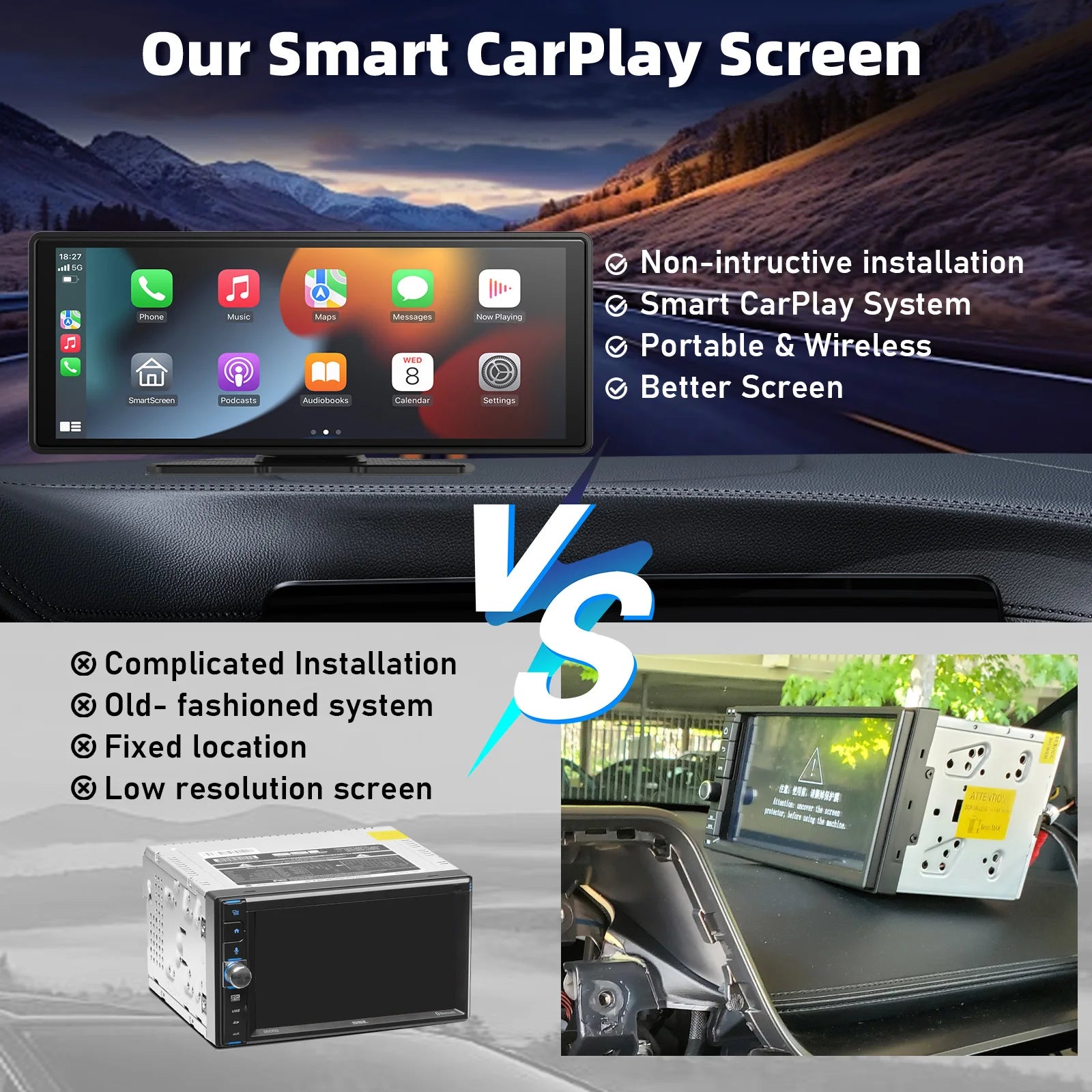 CarPlay Stereo Touchscreen for Any Car with Android Auto