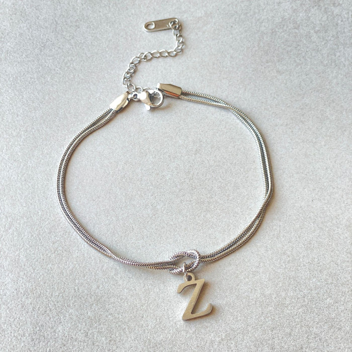 Initial Knot Bracelet Personalized Gold Silver