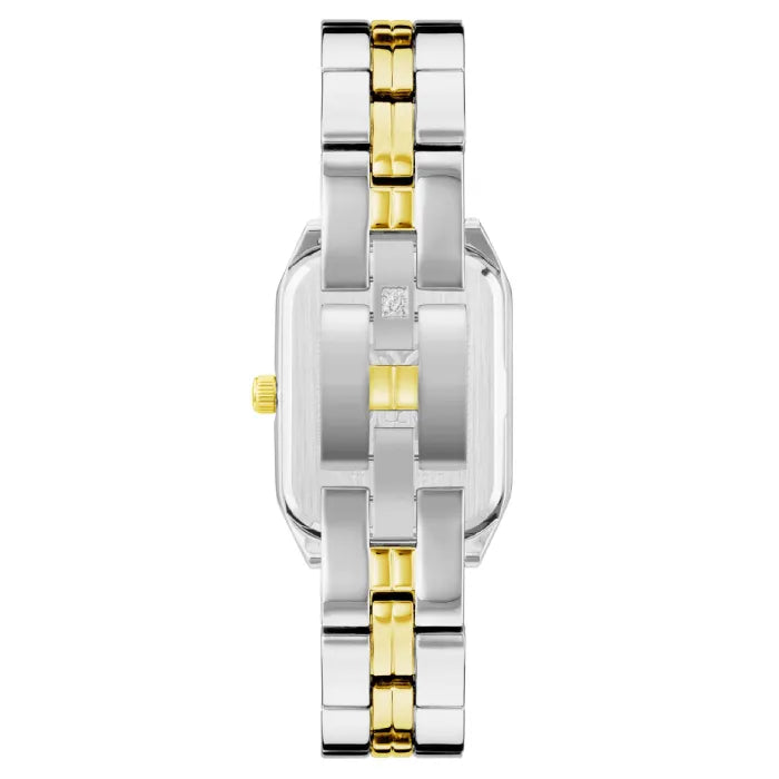 Back view of Anne Klein watch with gold accents.