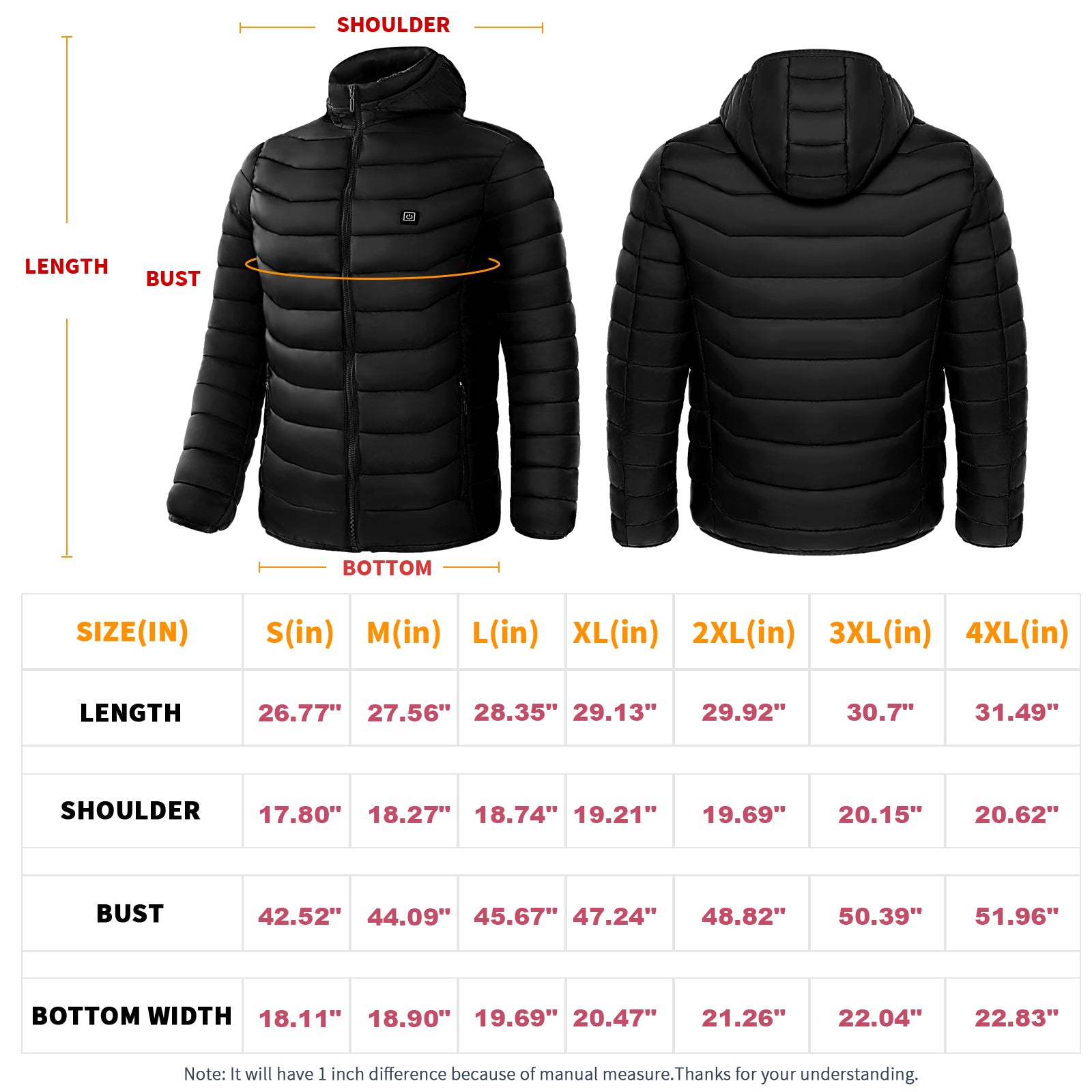 Heated Puffer Jacket for Men Stay Warm Outdoors - UrSuperMart