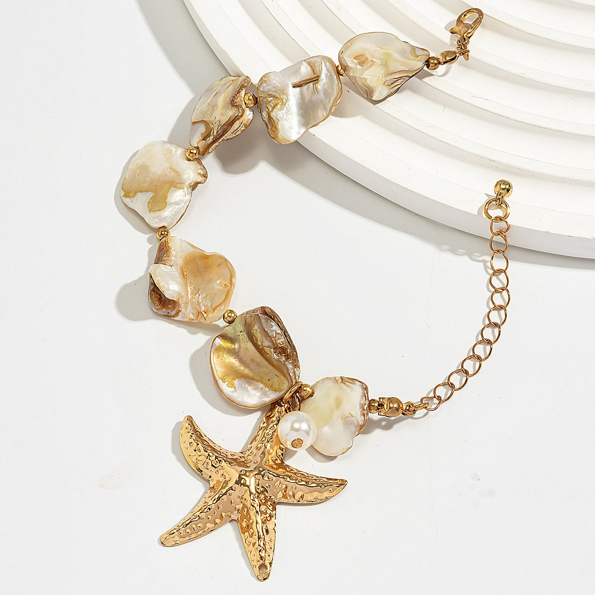 Beach Jewelry Set: Seashell & Starfish Gold Set