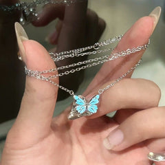 Glow in Dark Jewelry Butterfly Necklace and Bracelet Set - UrSuperMart