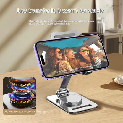 Phone stand displaying entertainment content with unlimited rotation axis angle feature