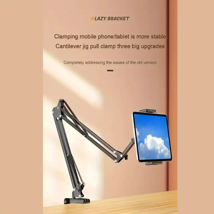  Adjustable Tablet Holder with enhanced cantilever clamp offering stable support for mobile and tablet use.