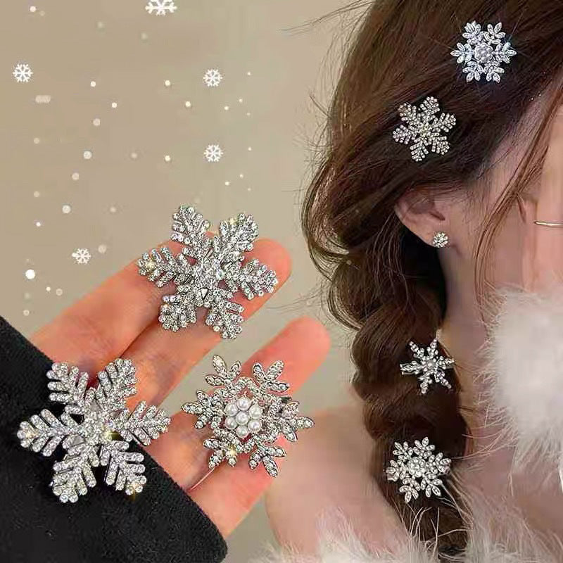 Snowflake Hair Clips Sparkle & Shine for Winter Fun