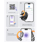 AI-powered translation headset with simple Bluetooth setup via mobile app for quick and seamless connectivity.
