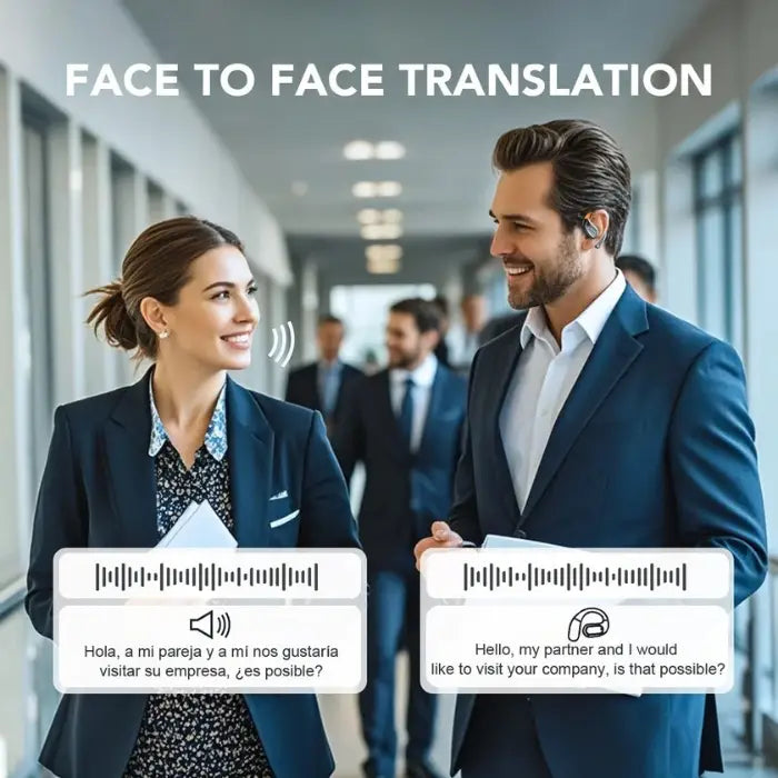 AI-powered translation headset for face-to-face translation, ensuring smooth multilingual conversations.