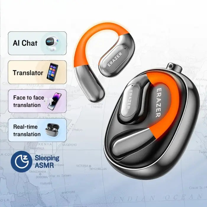 AI-powered translation headset with AI chat, face-to-face translation, and real-time multilingual support.
