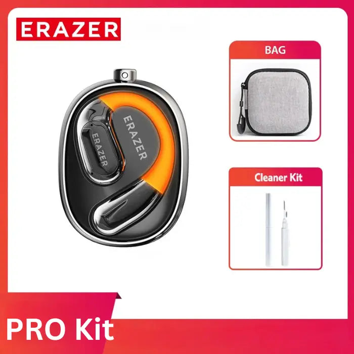 AI-powered translation headset with pro kit, including carrying case and cleaning tools for enhanced usability.