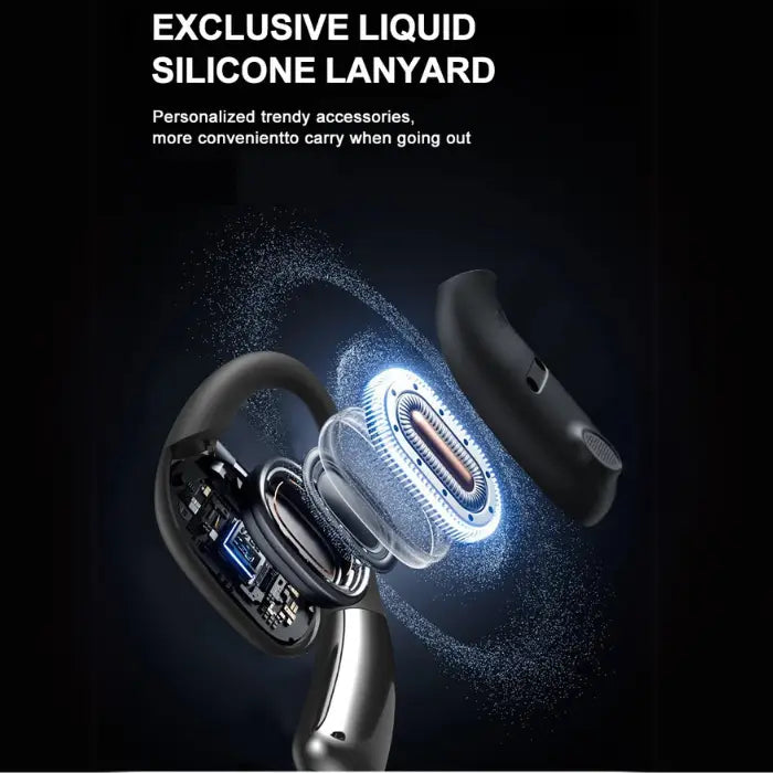 AI-powered translation headset with exclusive liquid silicone lanyard for comfortable and secure carrying.