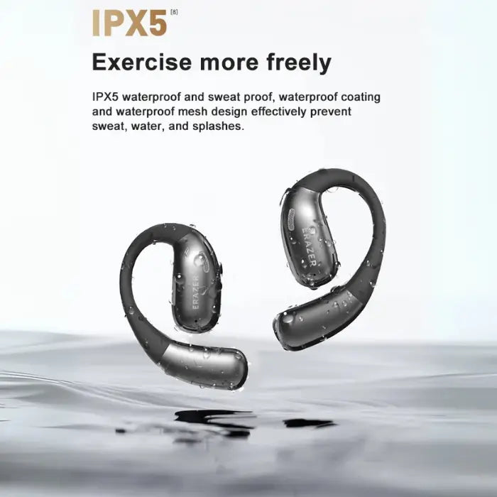 AI-powered translation headset with IPX5 waterproof rating, sweatproof design for sports and outdoor activities.