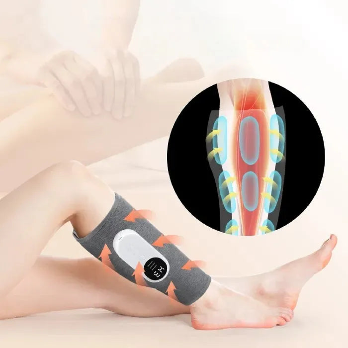  Electric compression leg massager with heat therapy and LCD display for calf muscle pain relief and circulation improvement