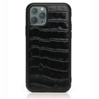 Alligator Skin Phone Case in glossy black with textured crocodile pattern for premium protection.
