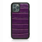 Alligator Skin Phone Case in vibrant purple with crocodile-style embossed leather texture.