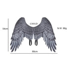 Angel wings child size with 54cm height and 68cm width, lightweight feather design and black straps.