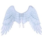 Angel wings with white and blue soft plumage featuring layered feathers and back straps.