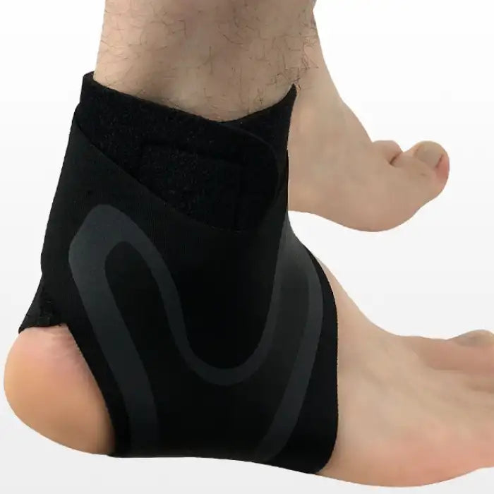 Side view of ankle brace emphasizing heel and ankle support for enhanced joint stability.