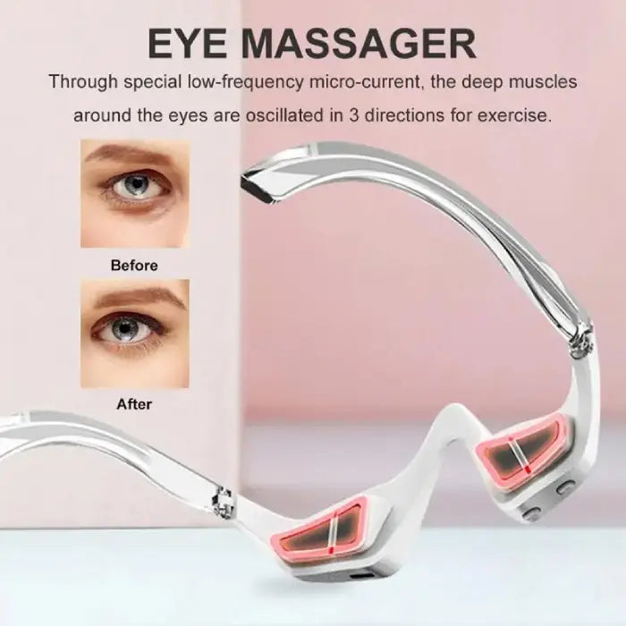 3-in-1 eye rejuvenation device with visible before-after effect on under-eye puffiness