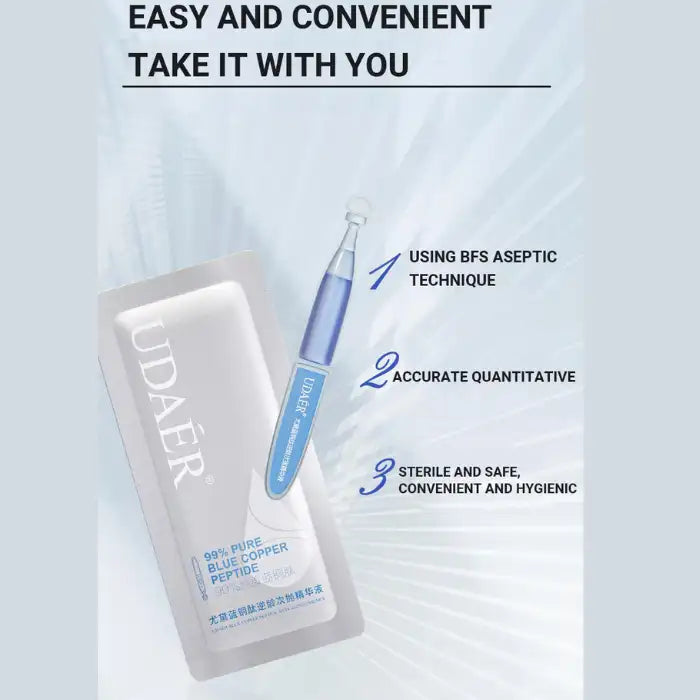 Anti-Wrinkle Peptide single-use ampoule packaging with aseptic, accurate, and hygienic design.