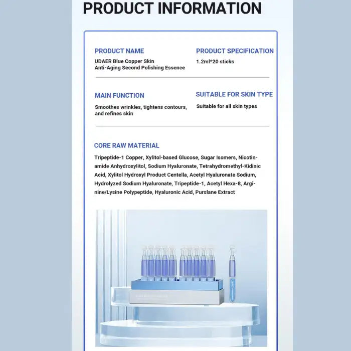 Anti-Wrinkle Peptide product specs, ingredients, functions, and skincare benefits outlined.