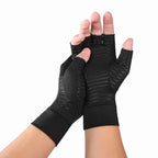 Arthritis Gloves in a black fingerless compression design supporting palms and wrists.
