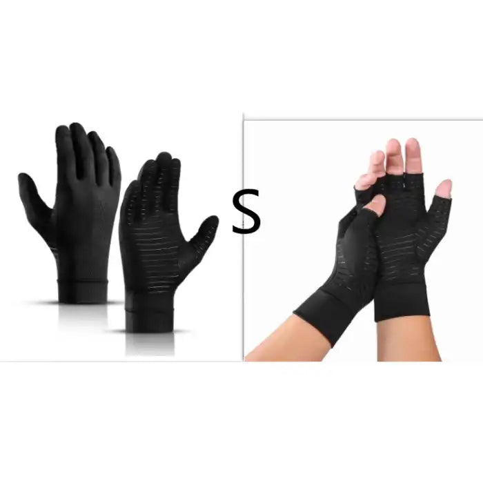 Arthritis Gloves in small size with full and fingerless compression options for added relief.