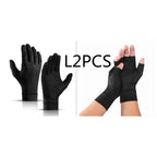 Arthritis Gloves shown in a 2-piece large set with full and fingerless compression design.