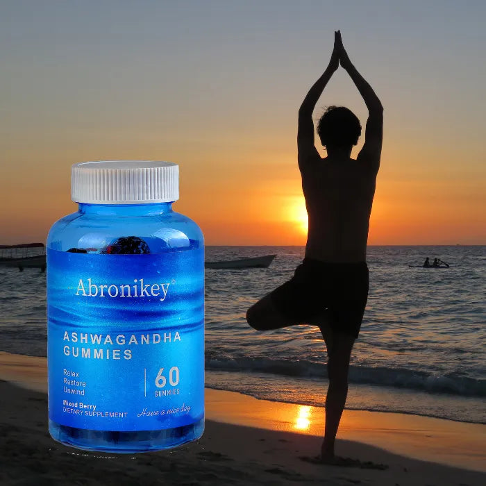 Holistic wellness benefits of ashwagandha supplements featuring meditation pose silhouette at sunset