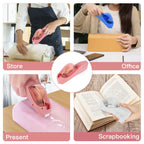 Automatic tape dispenser shown used in store, office, gifts, and scrapbooking for daily convenience.