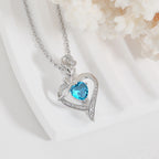 Rose Heart Necklace - Elegant Silver Gemstone Pendant