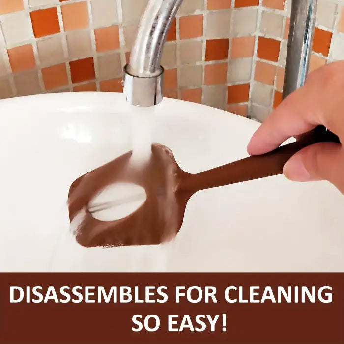 Baking thermometer spatula being cleaned under running water, showcasing its easy disassembly feature for thorough and convenient cleaning