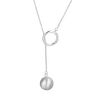 ball loop chain necklace minimalist silver loop and ball pendant on white background