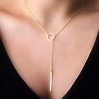 Bar Pendant Necklace elegant gold drop pendant worn on neckline