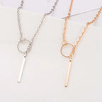 Bar Pendant Necklace minimal gold and silver chain necklaces with circle and bar charms