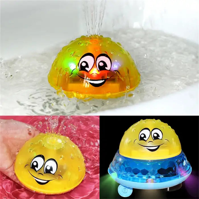 Bath toys featuring colorful lights and spraying water, creating an exciting water play experience for kids.