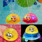 Bath toys with LED lights and water sprinklers, perfect for fun bath time or pool play for toddlers.